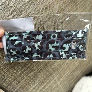 NWT Coach sharky shark - face mask navy blue camo denim color